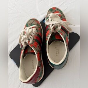 Gucci Strawberry Patterned Sneakers with Red and Green Accents